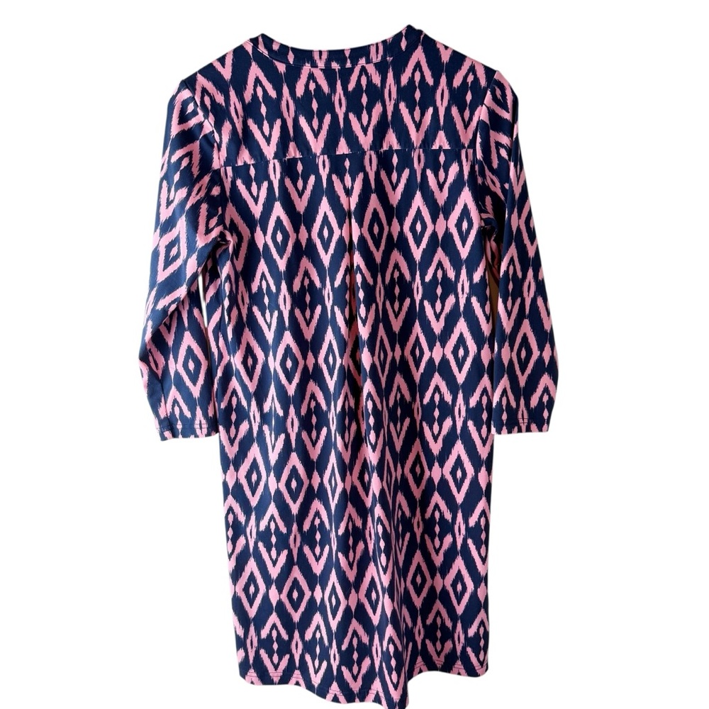 Southern‎ Tide Ikat Print Stretchy Shift Resort Preppy Pink Navy Dress Small - Picture 6 of 10